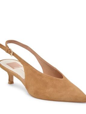 NIB Dolce Vita Alena Slingback Kitten Heel Pumps in Brown Suede 7